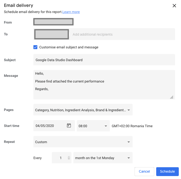 Schedule report Data Studio